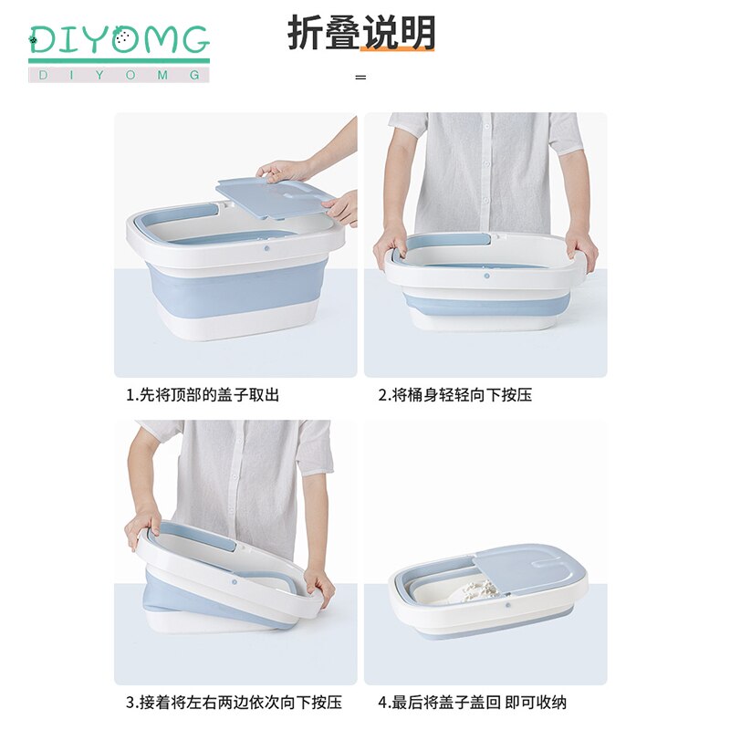 Folding Plastic Bucket Footbath Spa Foot Bath Bucket Basin Sauna Soaking Foaming Massage Bucket Storage Bucket Basket Container