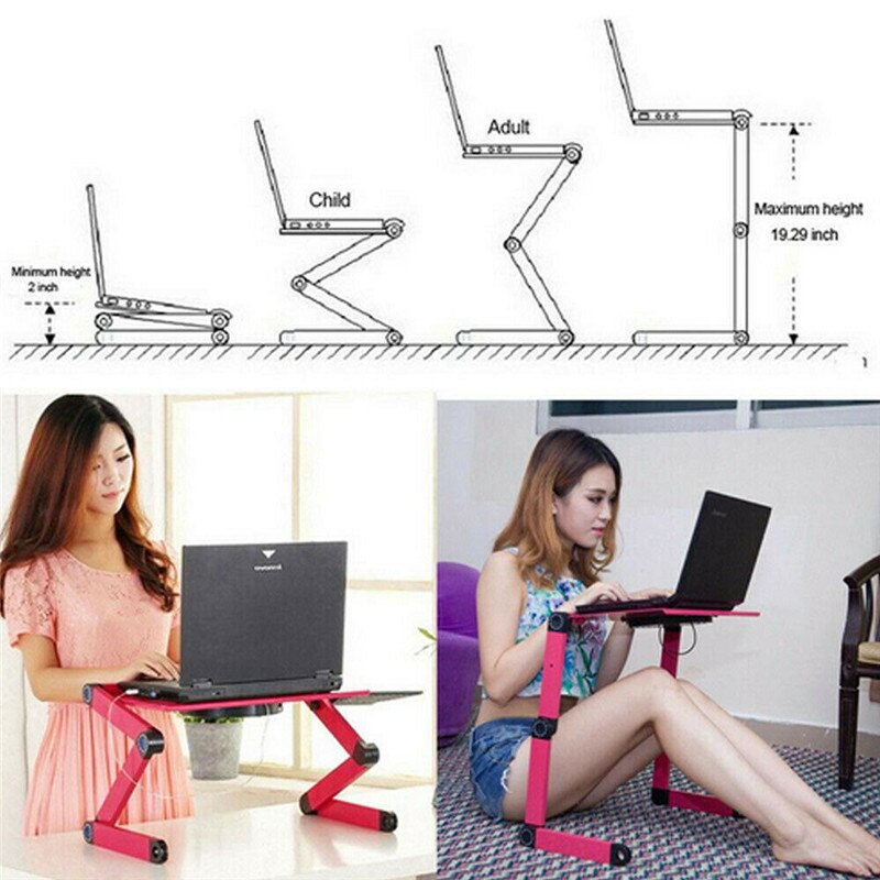 ADJUSTABLE LAPTOP COMPUTER FOLDING DESK / TABLE STAND BEDROOM STUDY