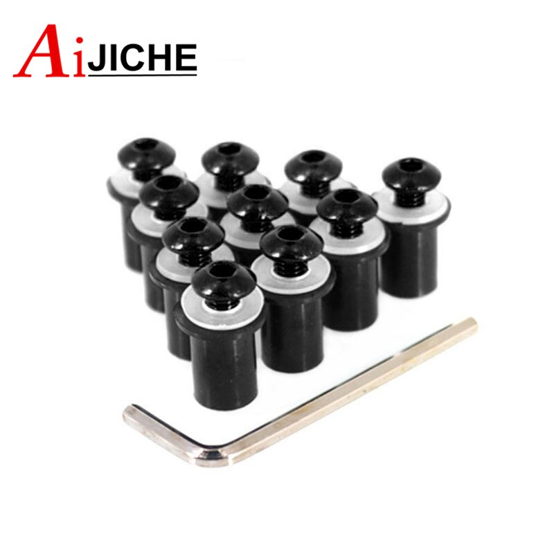 Boulons de pare-brise de moto, Kit de fixation d'écrou à vis M5 5mm 10 pièces pour HONDA CBR 600 RR/F4i/F4 VFR 800 Steed 1000RR CB1000R CRF250L: Gris foncé