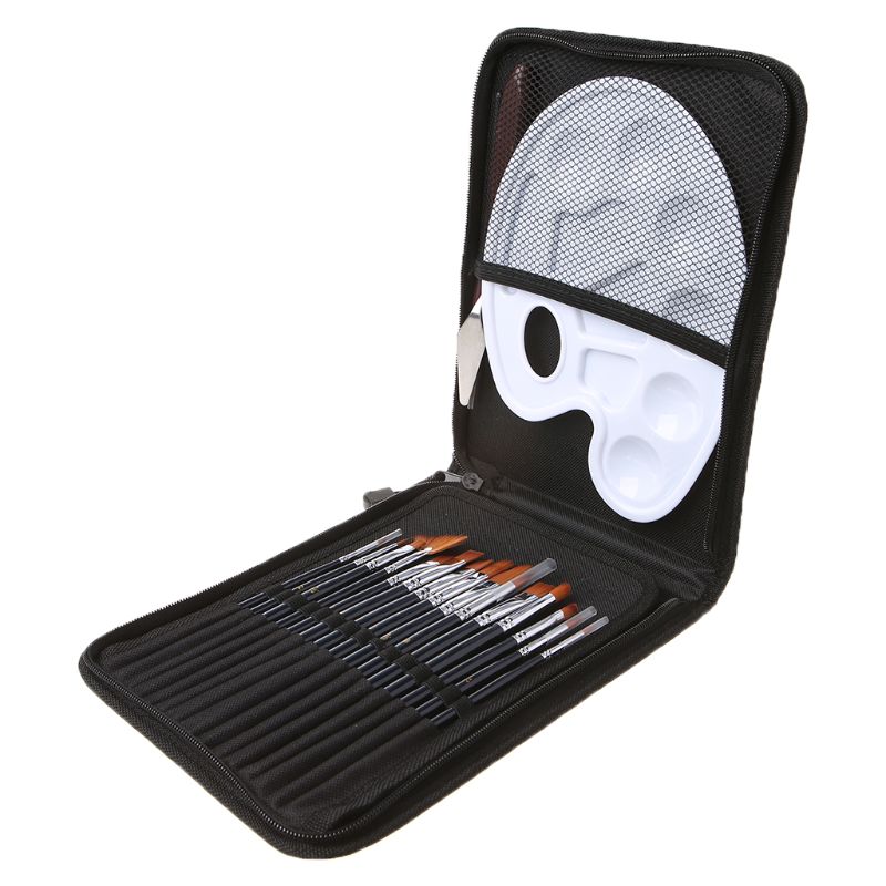 Juego de pinceles de madera para pintura acrílica, Kit de arte cosmético Gouache, bolígrafos de dibujo L29K, 18 unids/set