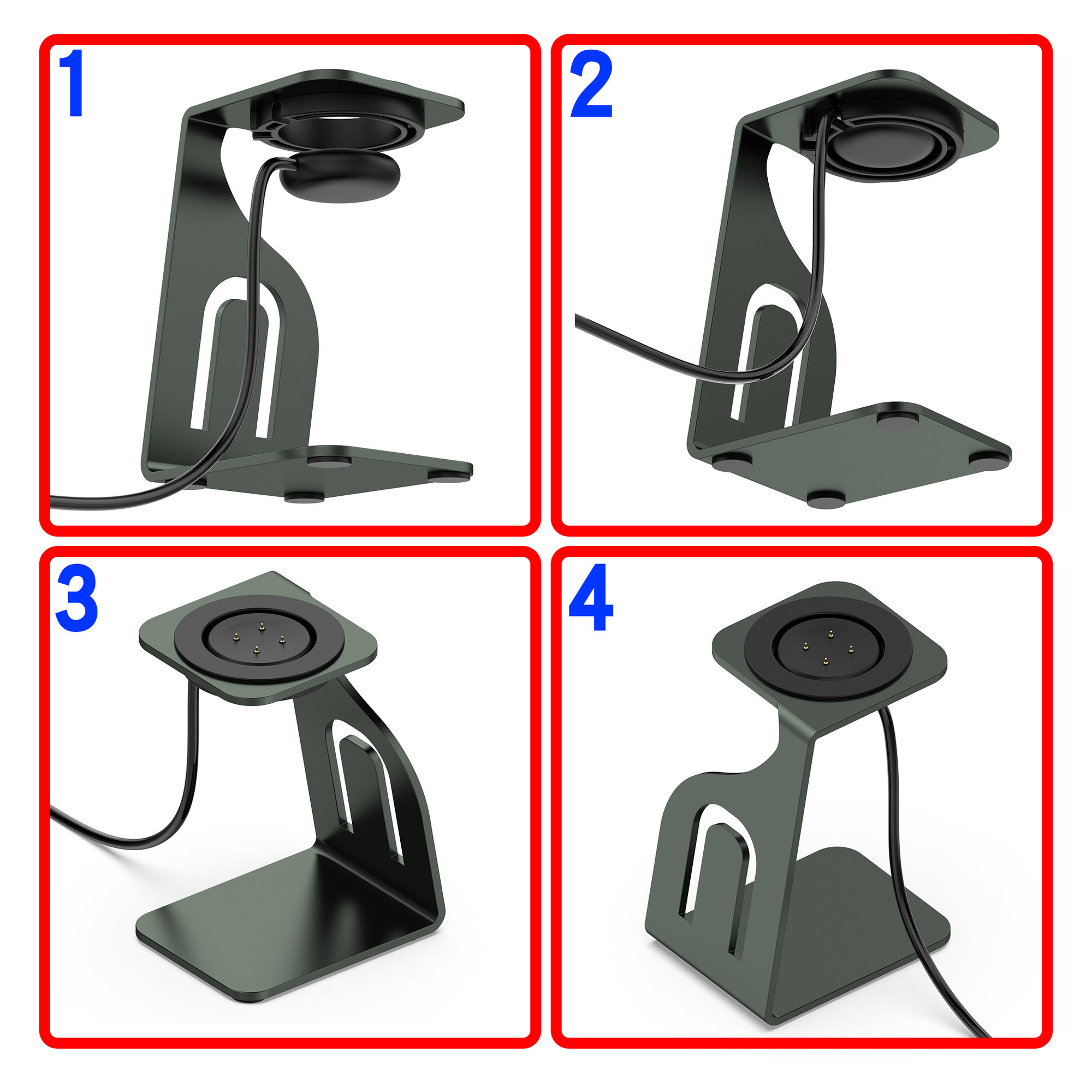 Charger Stand for Google Pixel 2/3 Watch Charging Dock Metal Station Base Non-Slip Aluminum Holder with USB-C Charger Cord Cable