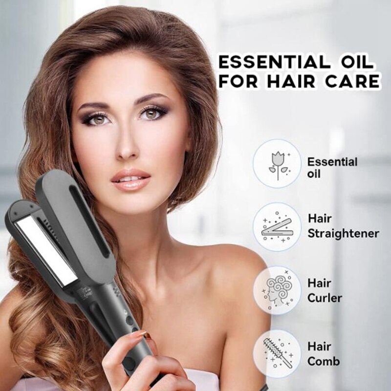 Titanium Flat Iron Hair Straightener Dual Voltage Instant Heating Essential Oil Care Straightening Iron