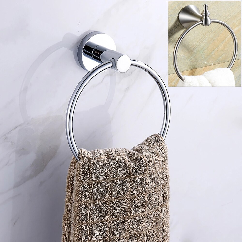 Edelstahl Runde Stil Wand-Montiert Handtuch Ring Halter Hanger Badezimmer