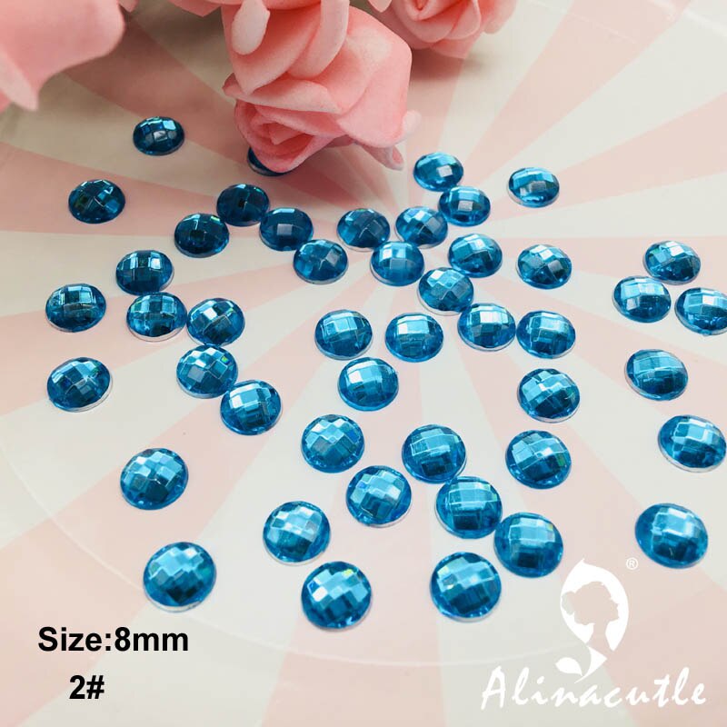 140pc 8mm gems diamond flat back flat back round crystals Stone Stickers gem DIY handmade Art Crafts Scrapbooking crystals