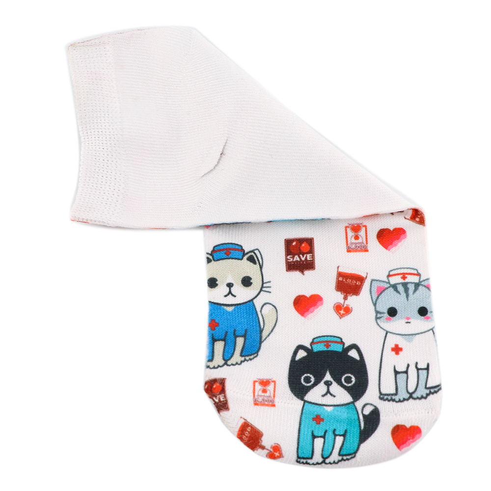 K3237 Doctor Nurse Cotton Women Socks Female Casual Socks Cartoon Cat Cute Invisible Funny Girls Ankle Sock