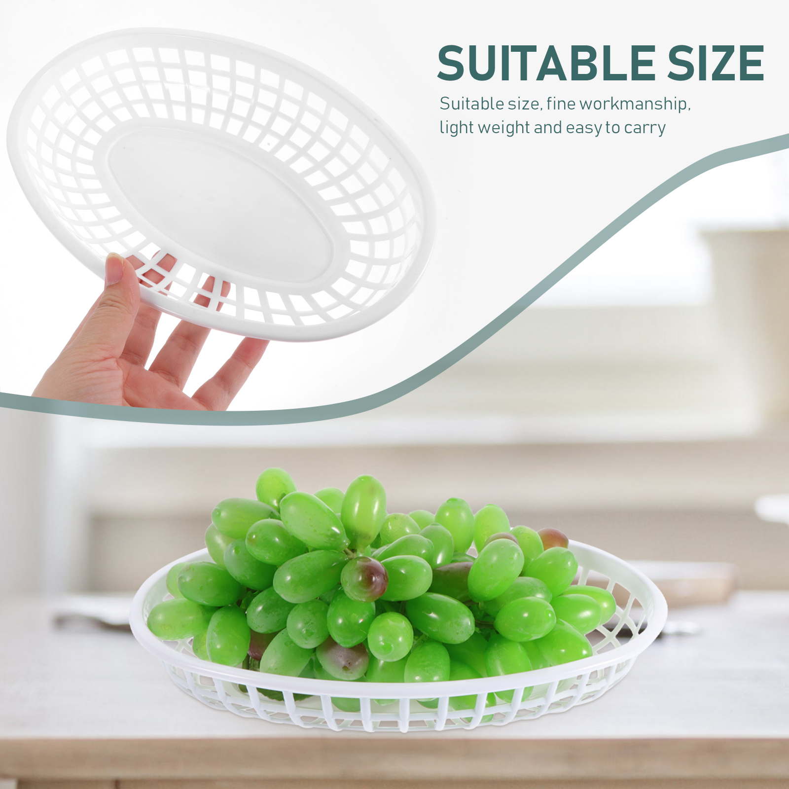 4 Pcs Black Snack Tray Hamburger Basket Fruit Plate Storage Container Plastic Vegetable Tray Dessert Holder Food ganizer Baskets