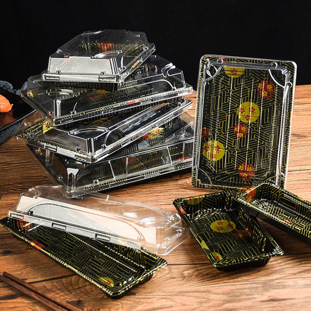 20Pcs Disposable Sushi Take Out Box Printing Delicate Food Container