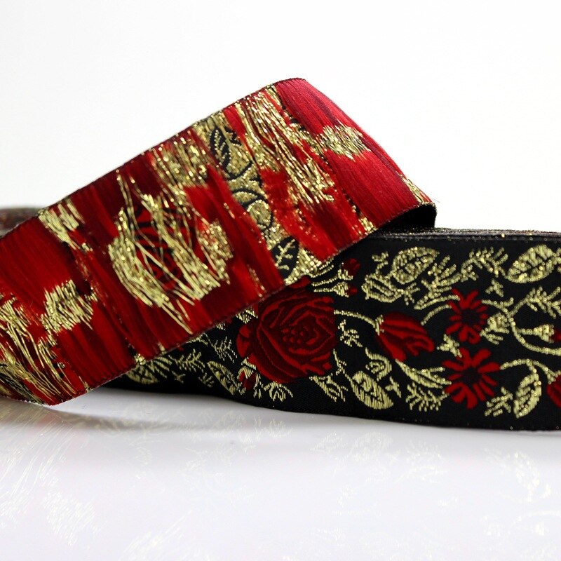 Correas de cinta de Jacquard con flores rosas hermosas, para zapatos, bolsos, prendas, cortinas, decoración, Material de costura Diy, Sup, 5 yardas