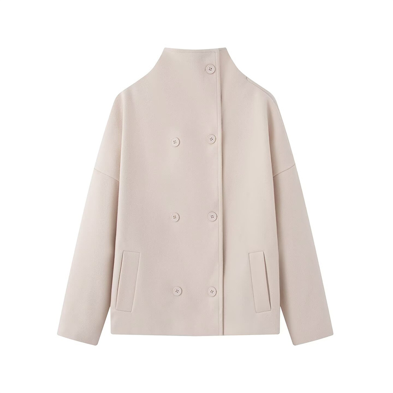 2026 Cappotto corto doppio petto versatile stile neutro elegante moda nuovo arrivo primavera 2026: L / Beige
