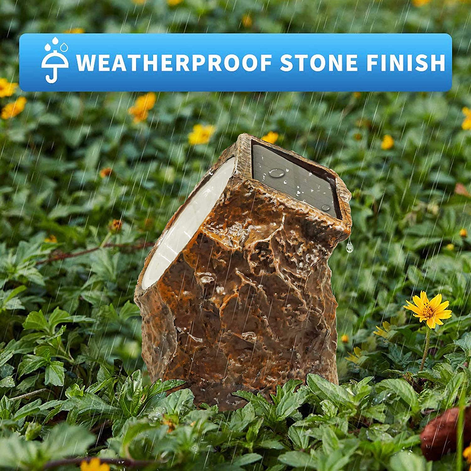 2 Pack Solar Stone Lights Waterproof Garden Stone Lights 10 LED Outdoor Landscaping Spotlights for Yard Patio Landscape Rock