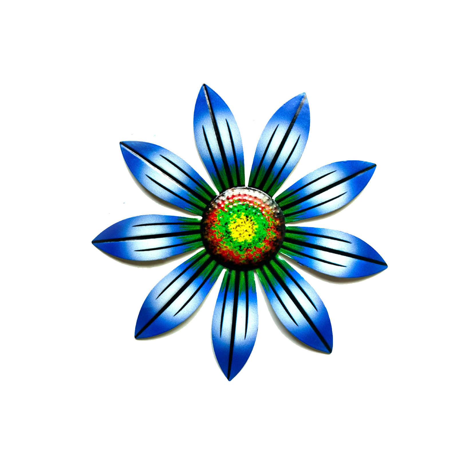 Metal Flower Wall Decor Rustic Floral Wall Art Sculpture for Home Garden Porch Patio Decoration: Blue