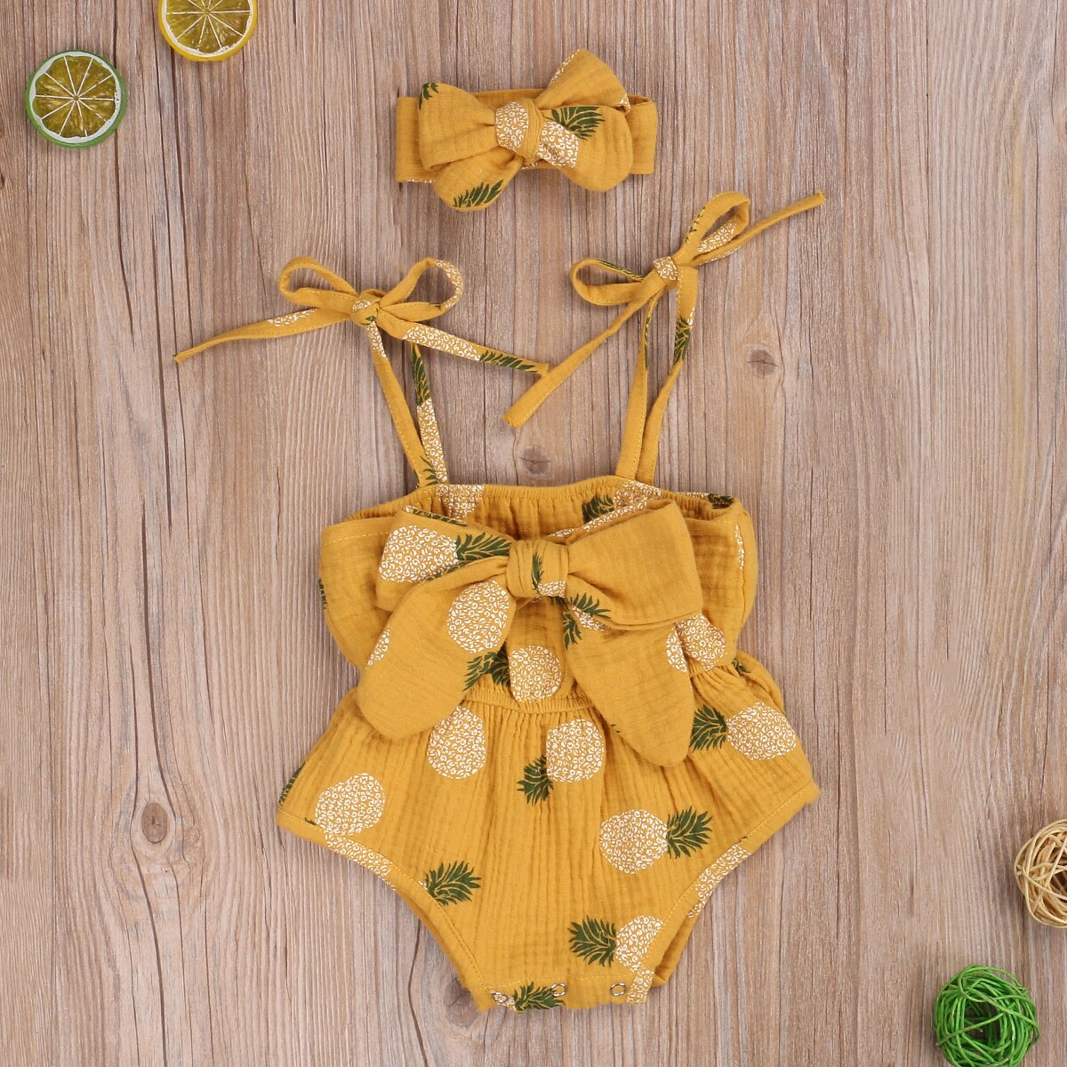 Focusnorm 0-24M Jongens Meisjes Bodysuits Hoofdband 2Pcs Bloemen/Polka Dot Print Mouwloze Strik Riem Jumpsuits