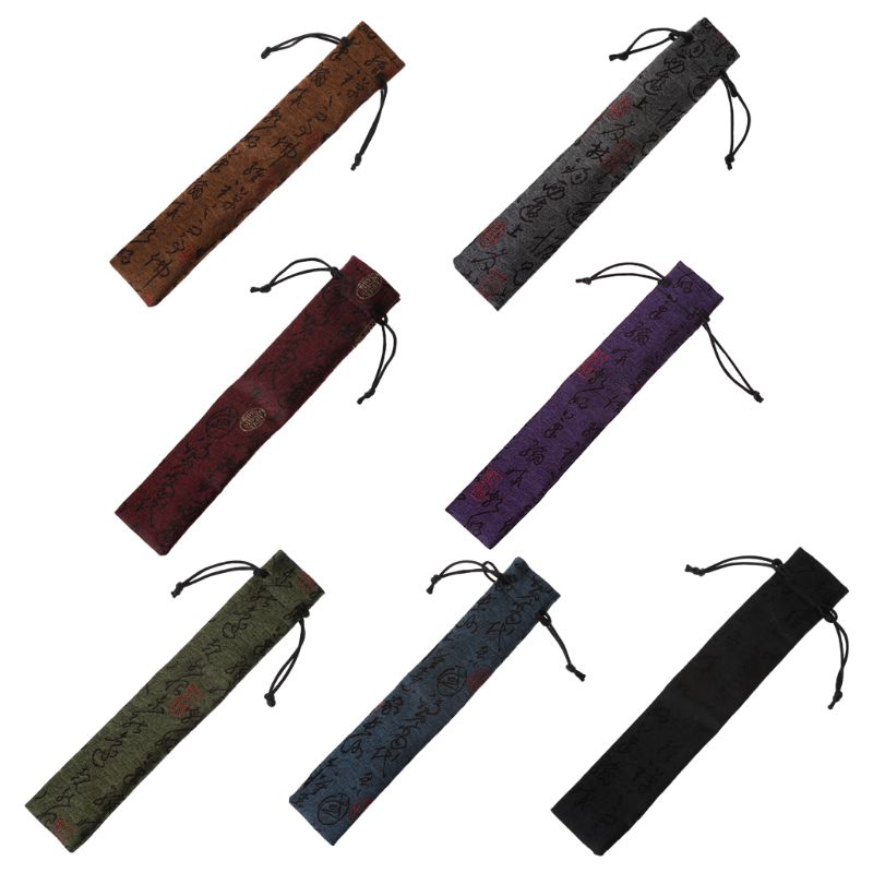 Chinesische Kalligraphie Stil Dekorative Falten Hand Fan Tasche Staubdicht Halter Protector Beutel-kasten Abdeckung