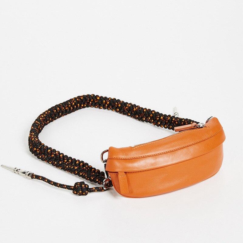 Women's Waist Bag PU leather Rope Knot Fanny Pack Bananka Travel Leisure bum bag Women Catwalk Belly Band Belt bag: Orange