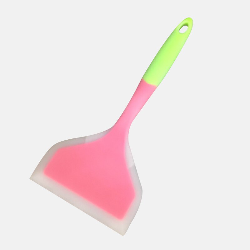 Utensilios de cocina Pro Home, espátulas de silicona para carne, carne, huevo, raspador de cocina, pala ancha para Pizza, antiadherentes tureros, levantadores de alimentos: pink green