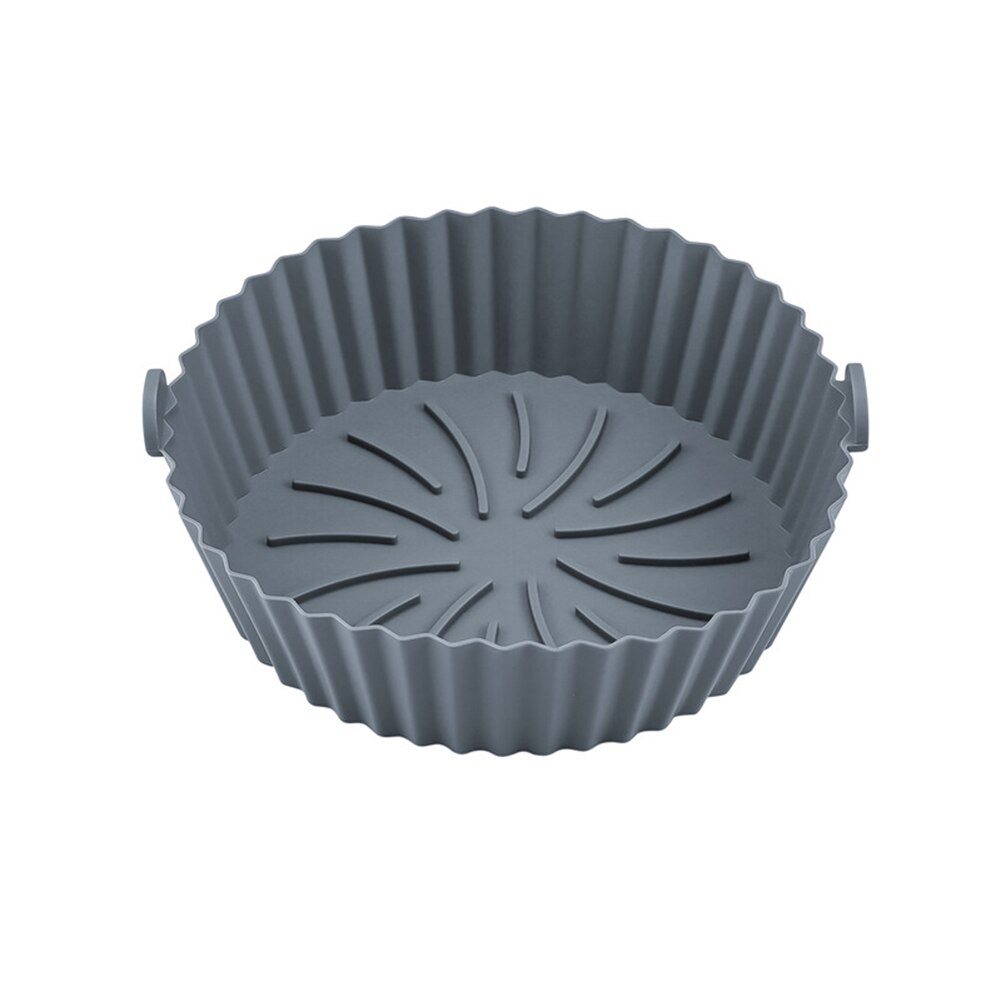 Silicone Pot For Airfryer Reusable Air Fryer Accessorie Baking Basket Pizza Plate Grill Pot Kitchen Cake Cooking Baking Tool: NEW Gray 17x14x4.6cm