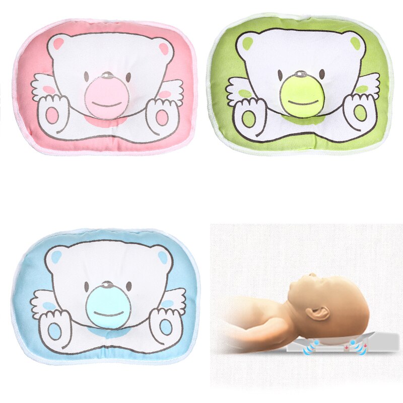 Pasgeboren Baby Slapen Kussen Voorkomen Baby Platte Kop Vorm Kussen Veilig Ondersteuning Comfortabele Duurzaam Veilig Beddengoed Cartoon Beer