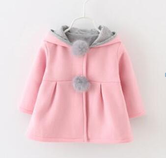 Baby Meisjes Jas Herfst Schattige Konijn Oor Hooded Tops Kids Warme Jas Bovenkleding & Jas Kinderen Babykleding meisje Jassen: Roze / 9m