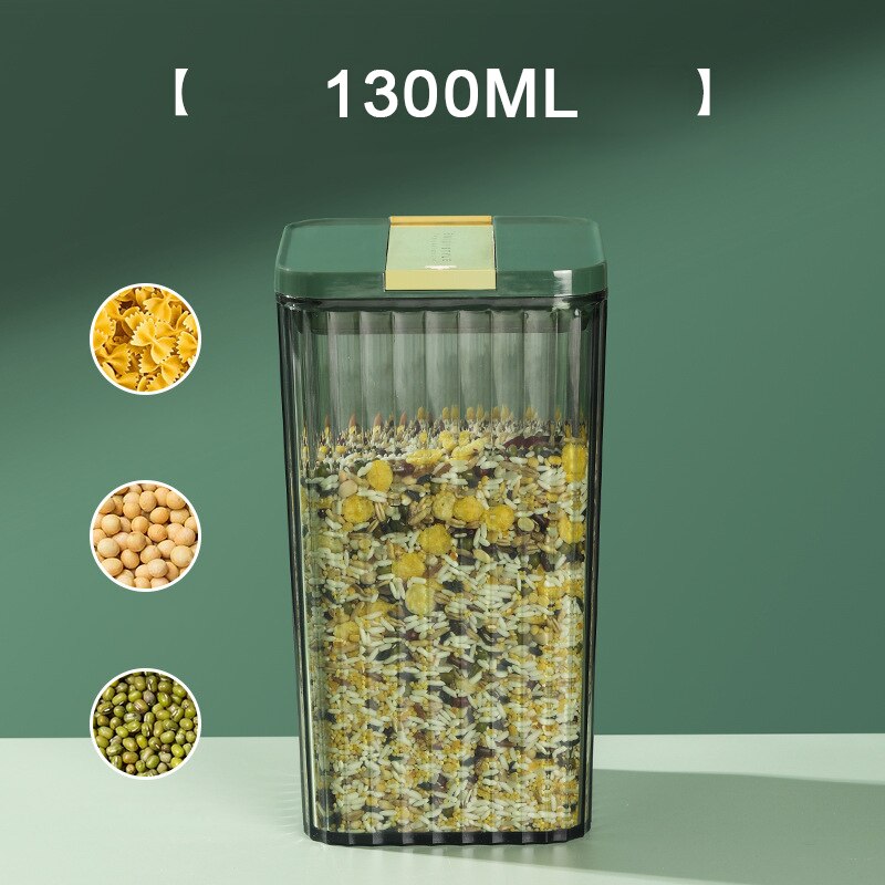 Airtight Food Storage Containers 4 Different Capacity,Kitchen Pantry Organization Containers, Plastic Canister for Flour, Sugar: 1300ML 1pc