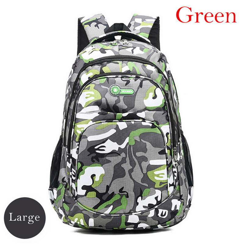 2 tailles Camouflage sacs d'école imperméables pour filles garçons orthopédiques enfants sacs à dos enfants livre sac Mochila Escolar cartable: green large