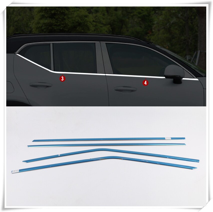 Voor Volvo XC40 Roestvrij Staal Bovenste of Bodem Vensterbank Versieringen Molding Decoratie Strips Cover 4 stuks auto Styling