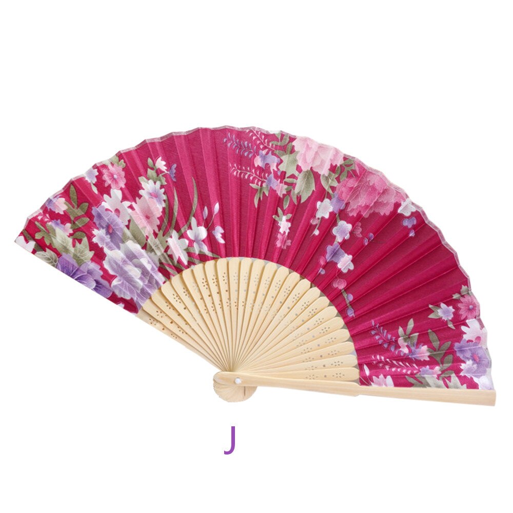 Folding Hand Held Flower Fan Vintage Bamboo Folding Hand Held Flower Fan Chinese Dance Party Pocket Decoration: J
