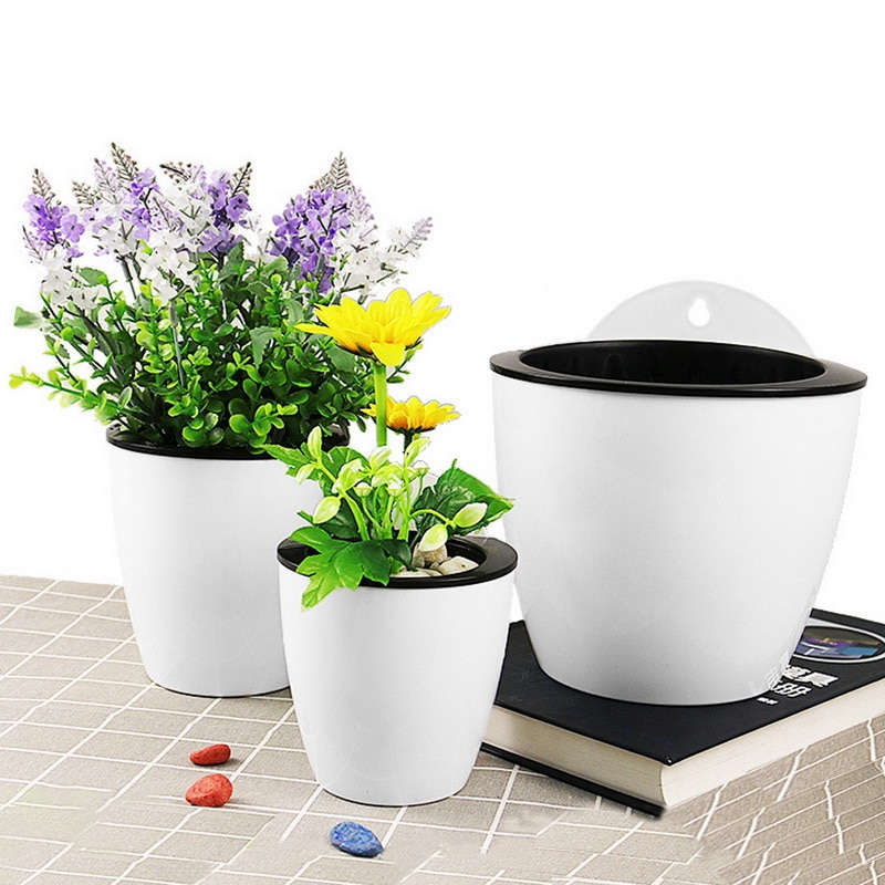 Self Watering Flower Pot Wall Hanging Resin Plastic Planter Durable For Garden Balcony DC156