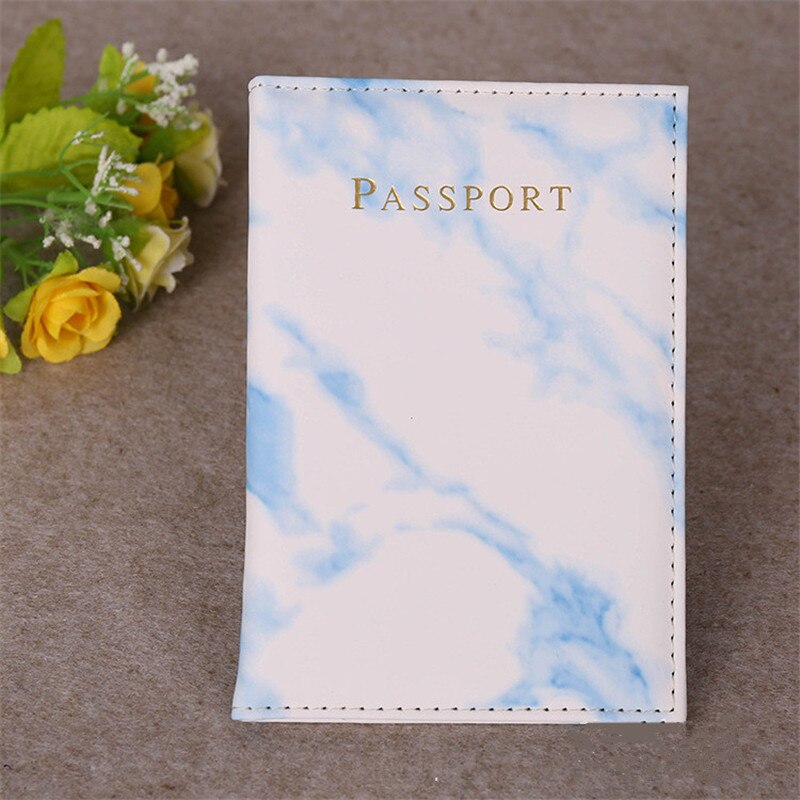 Kleurrijke Marmer Stijl Paspoort Cover Waterdichte Paspoort Reizen Cover Case Paspoorthouder Paspoort Pakket: Blauw