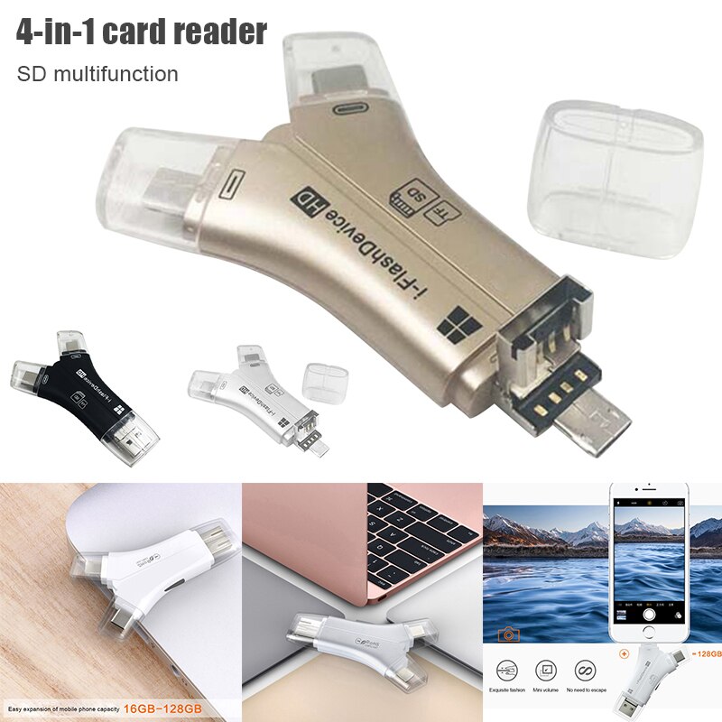 Lector de tarjetas SD 4 en 1 de alta velocidad versátil para todos los dispositivos lector de tarjeta de memoria micro sd B99