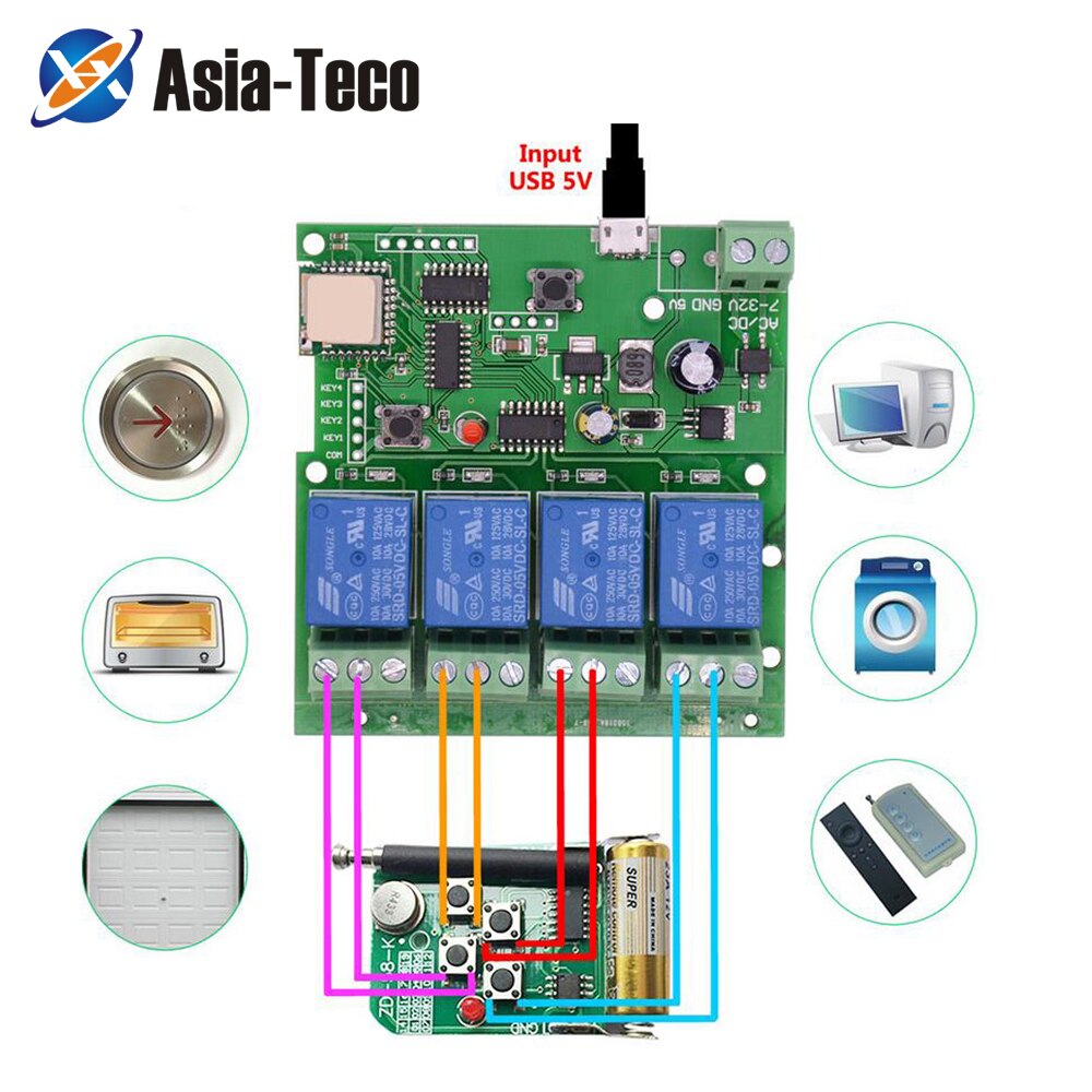 WiFi Switch Ewelink App Smart Life Remote Control Wireless Smart Switch Modul Self-locking interlock remote control 4-way relay