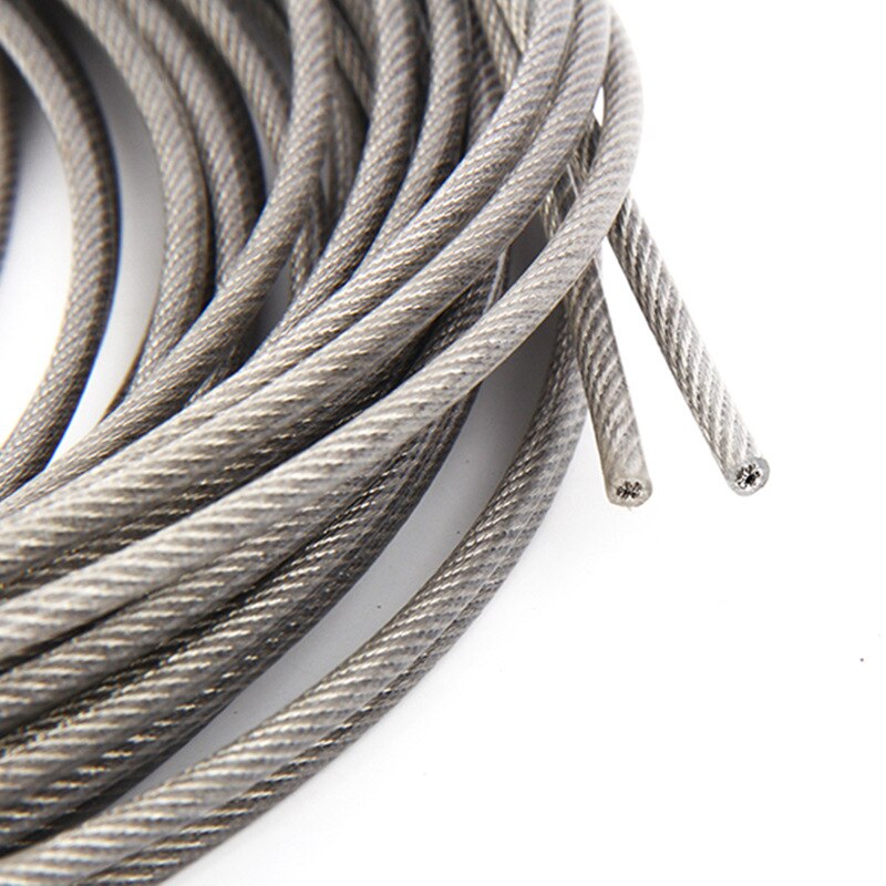 1mm 2mm 3mm 7x7 Stainless Steel Wire Rope Cable Plastic Coated Clothes Grape Rack Rope Balustrade Fence Rustproof Clothesline