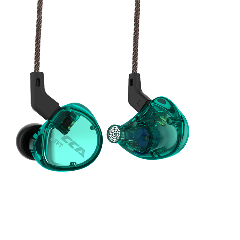CCA C04 1BA + 1DD Anker Dual Fahrer Kopfhörer Abnehmbare Kabel In Ohr Audio Monitore Ear HiFi Musik Sport: Green no mic