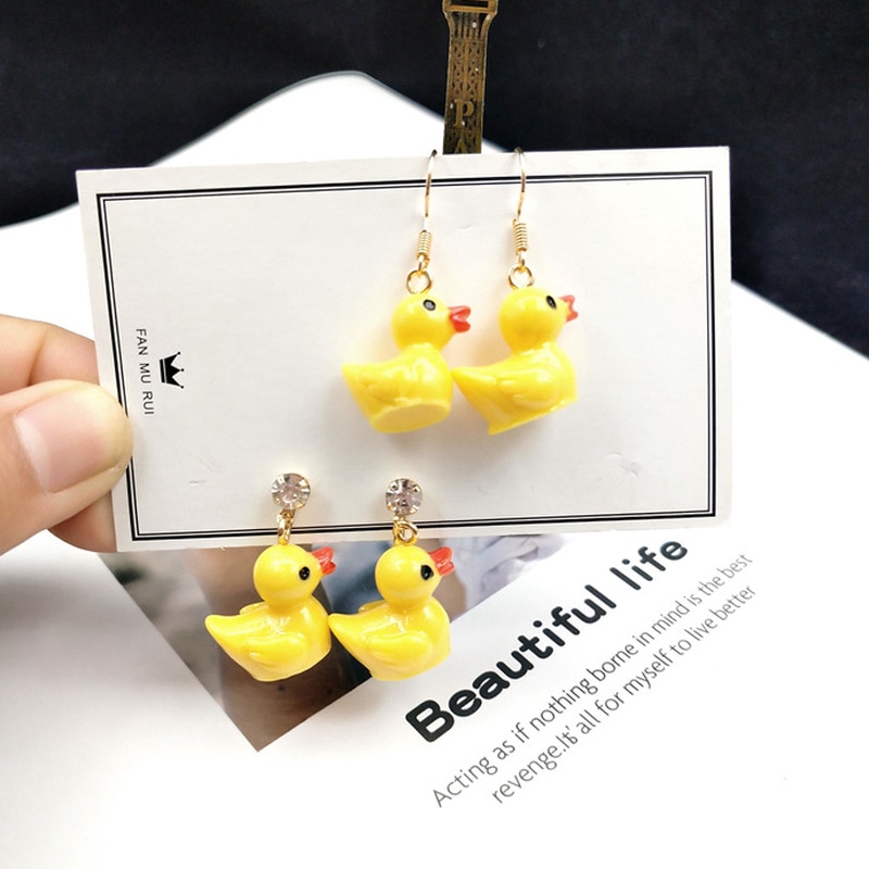 Mode Super Schattige Kleine Gele Eend Kleine Oorbellen Voor Koreaanse Minimalistische Vrouwen Oorbellen Sieraden