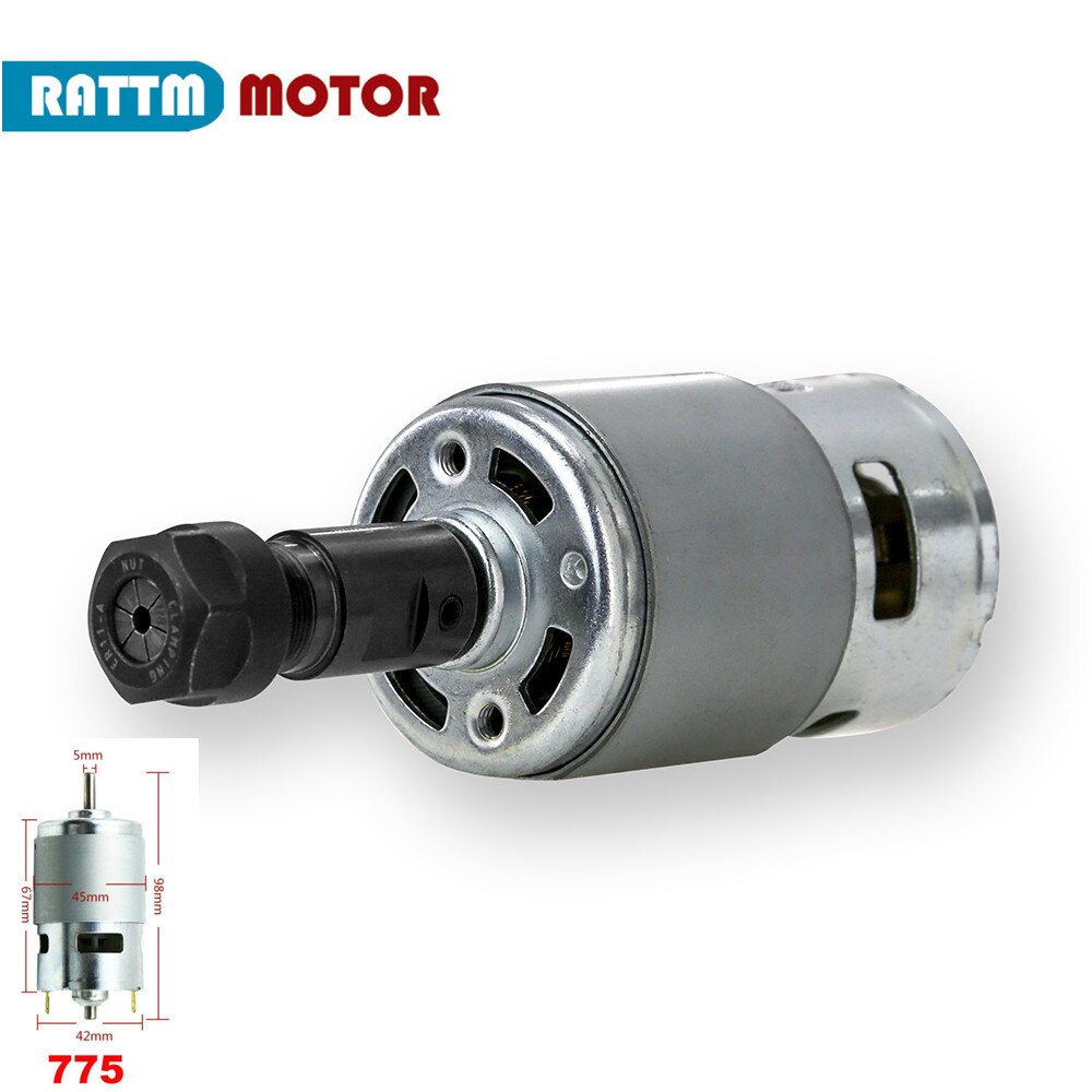 12-36V 775 DC Spindle Motor with ER11 Extension Rod Ball Bearing for CNC Router Machine 1610 (Pro) / 2417/ 3018