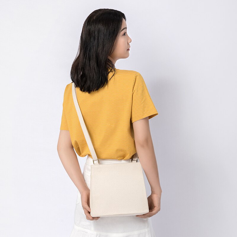 Westerse Stijl Kleine Tas Wit Canvas Literaire Handtassen Mori Schouder Schouder Kleine Vierkante Tas