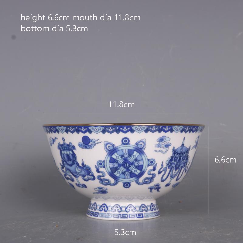 Qing Dynasty Qianlong Blue And White Bowl Antique Enamel Crafts Porcelain Antique Home Furnishings Collection