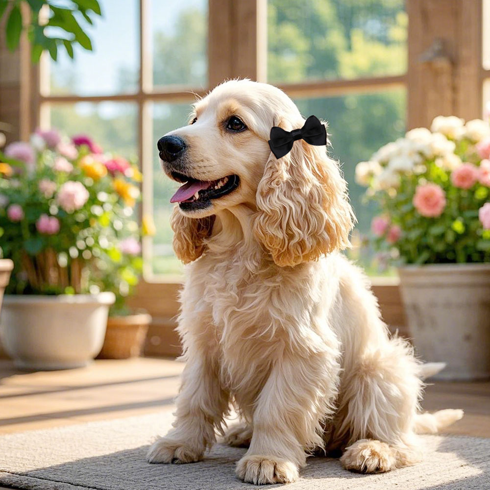 Pinzas para el pelo para mascotas, 2 uds., lazos para perros con Clip de Metal, lazos grandes para perros, accesorios para el cabello, lazos para perros, suministros para mascotas: Negro