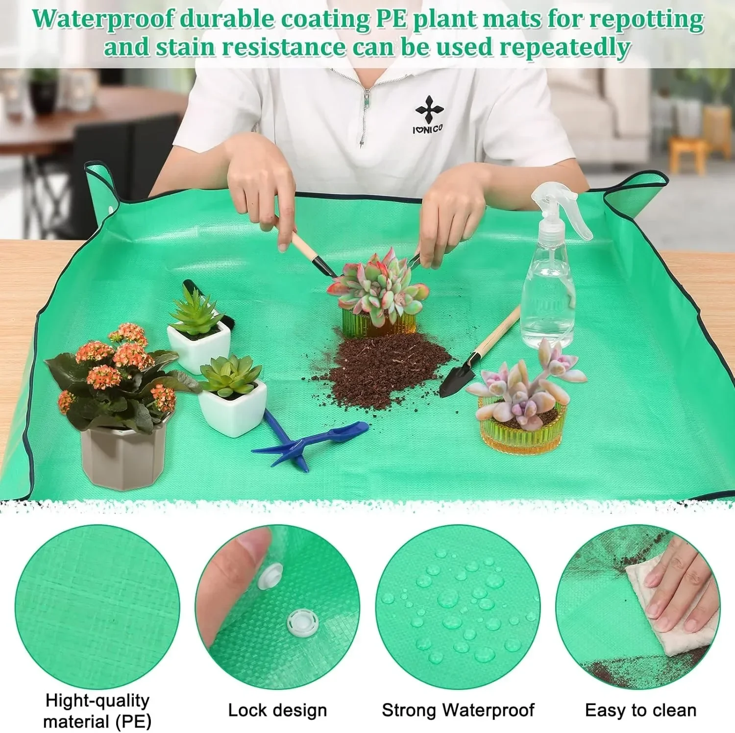 Estera para trasplante de plantas en maceta de jardín, estera para plantar, esteras plegables para plantas de interior, esteras cuadradas portátiles para jardinería, bandejas para macetas, macetas para plantas