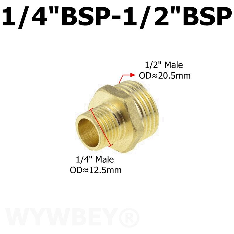 Messing sekskantet nippel rørfitting kobber adapter 1/8 1/4 3/8 1/2 3/4 han lige reduktionskoblingsforbindelse vand gas vvs samling: Dn8-dn15 02-04