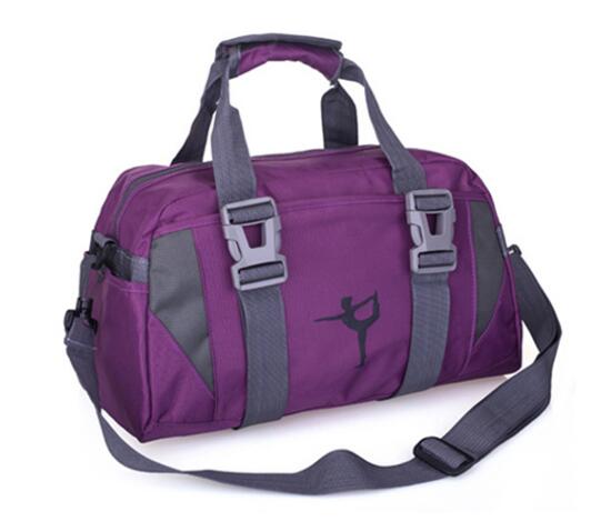 Multifunktionelt vandtæt tøj rygsæk yogamåttetaske til kvinders håndtasker fitness gym pilates rejse sports taske uden måtten: Mørke lilla