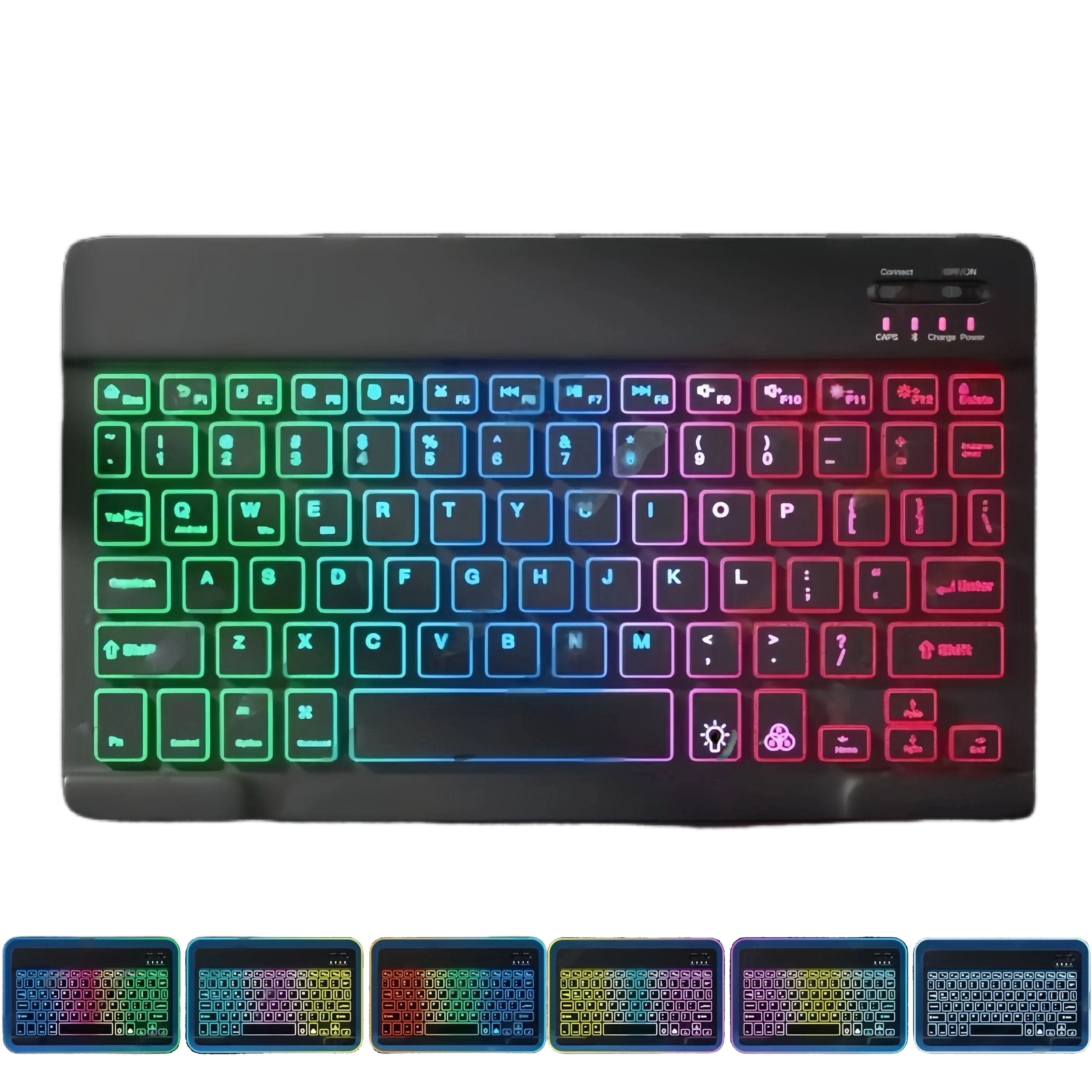 Tastatur- und Maus-Set, Bluetooth-Tastatur + kabellose Bluetooth/2,4 G-Maus, RGB-Tastatur mit Hintergrundbeleuchtung, wiederaufladbare Tastatur: Rot