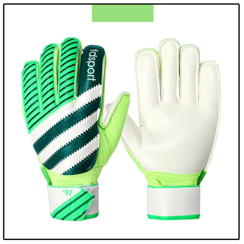 NUOVO Professionale di Calcio Guanti Dito Addensato Guanti In Lattice Portiere di Usura-resistente Guanti di Calcio Portiere Guanti: Green / 9