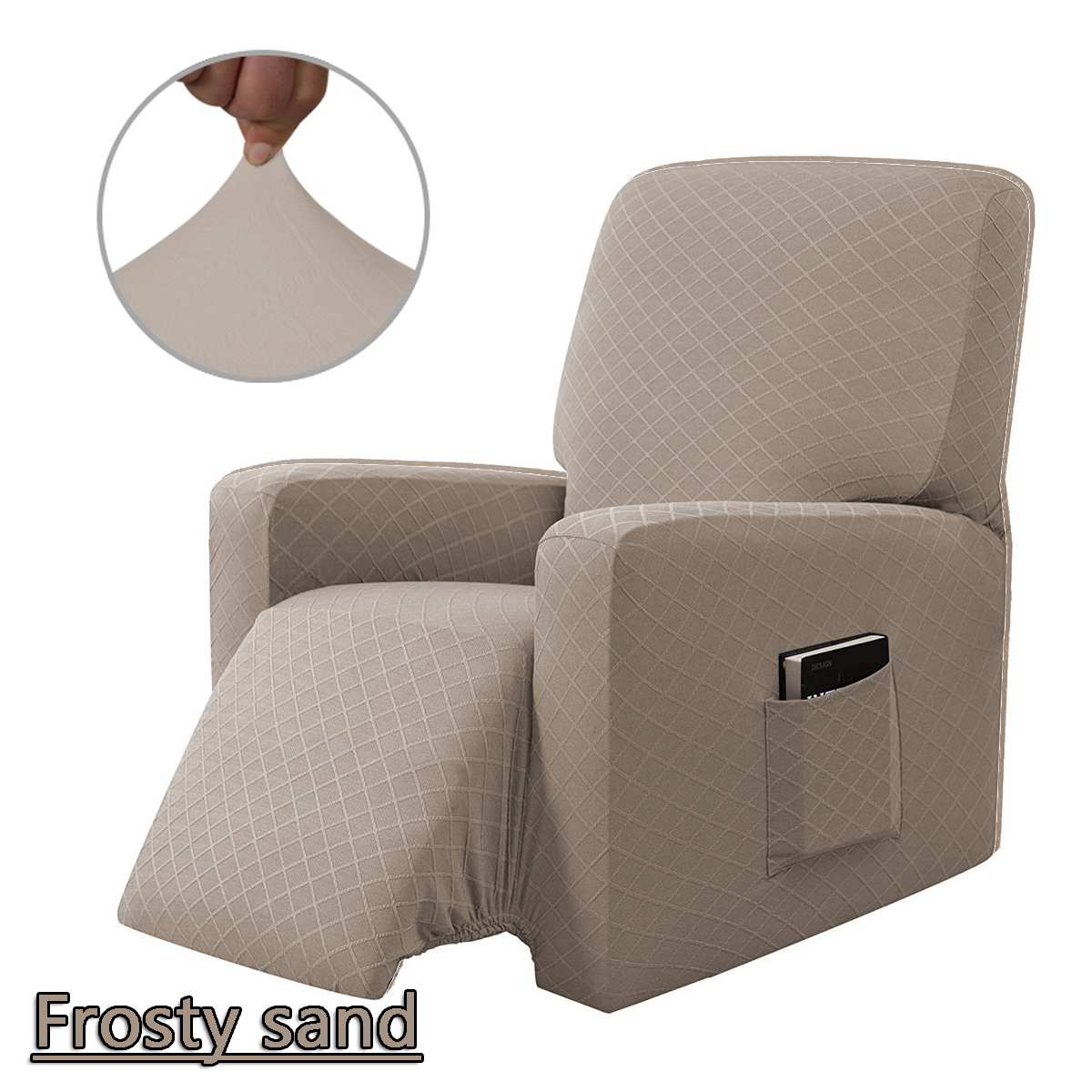Vandtæt hvilestol stretch sofaovertræk alt inklusive skridsikker elastisk sofasofaovertræk til wingback stol sofa: Sandfarve