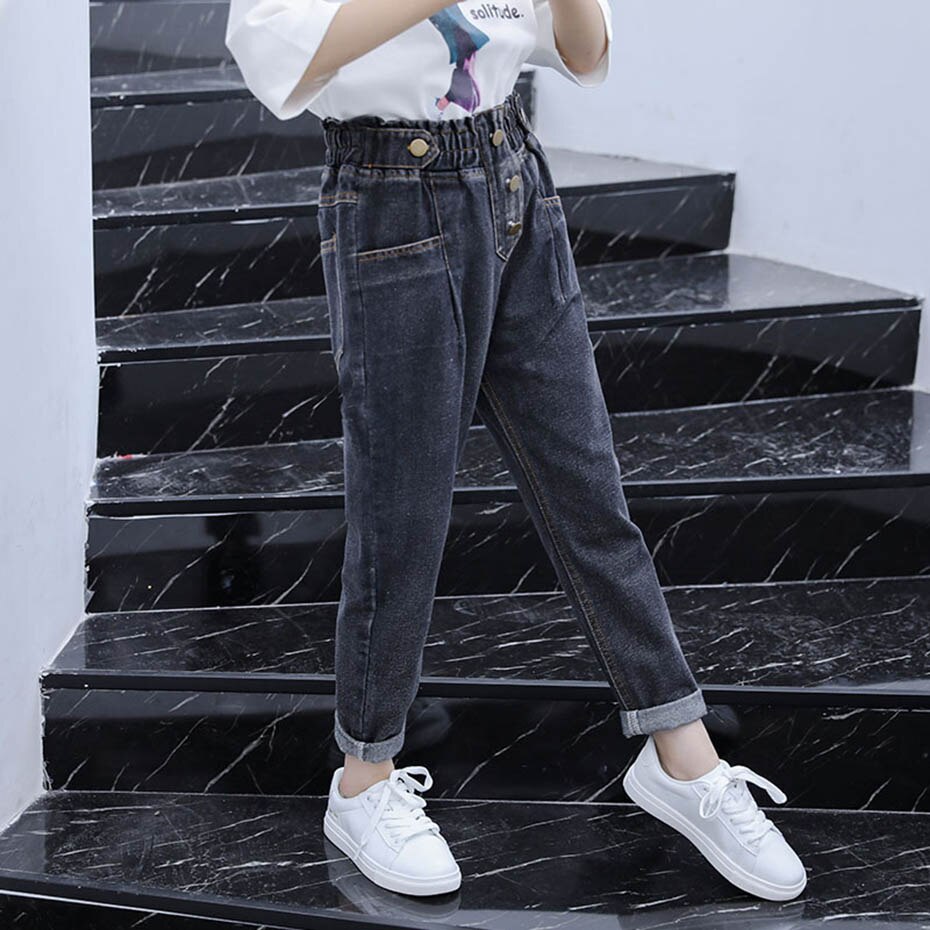 Jeans Pour Filles Bouton Mouche Fille Jeans Enfant Décontracté Style Jeans Enfant Printemps Automne enfants Vêtements 6 8 10 12 14