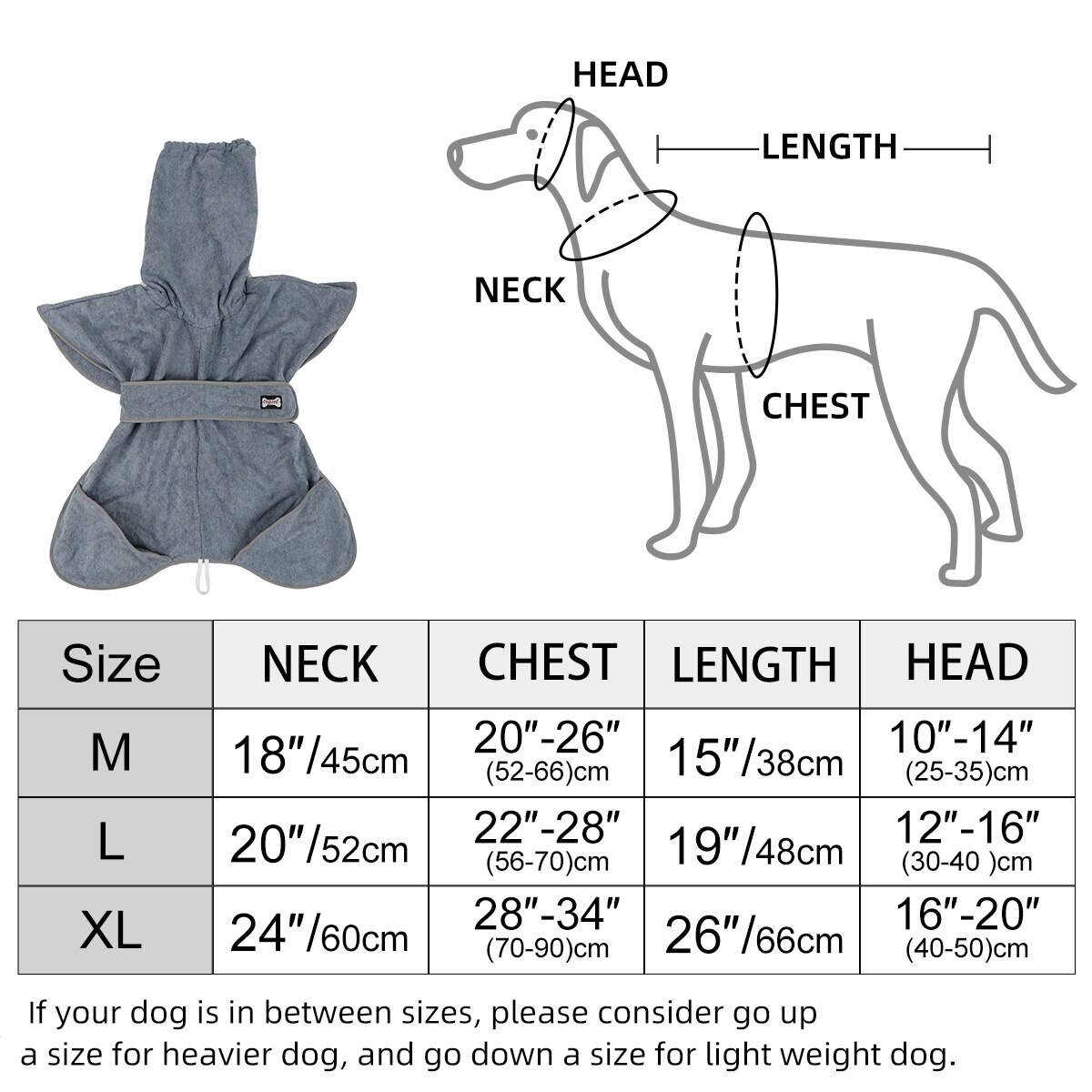 Albornoz para perro, bata de baño para mascotas, abrigo de secado, toalla absorbente para perros grandes, medianos y pequeños, secado súper rápido, suave y ajustable