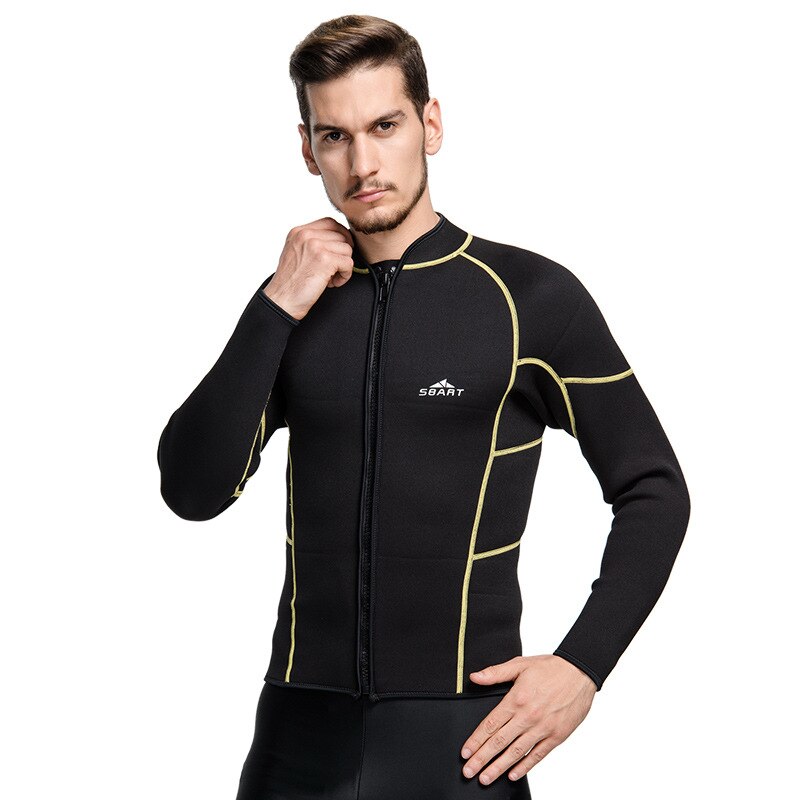 Sbart 3mm Neoprene Wetsuit Top Men Long Sleeve UV Protection Warm Surf Jacket for Diving Spearfishing: M