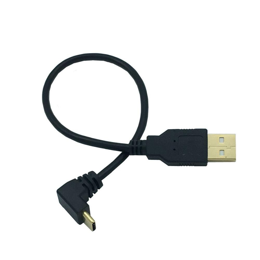 USB 2.0 A Male 90 Degrees Right Left Up Down angled Elbow to USB 3.1 Type C Elbow male Converter Data Sync Charging Cable