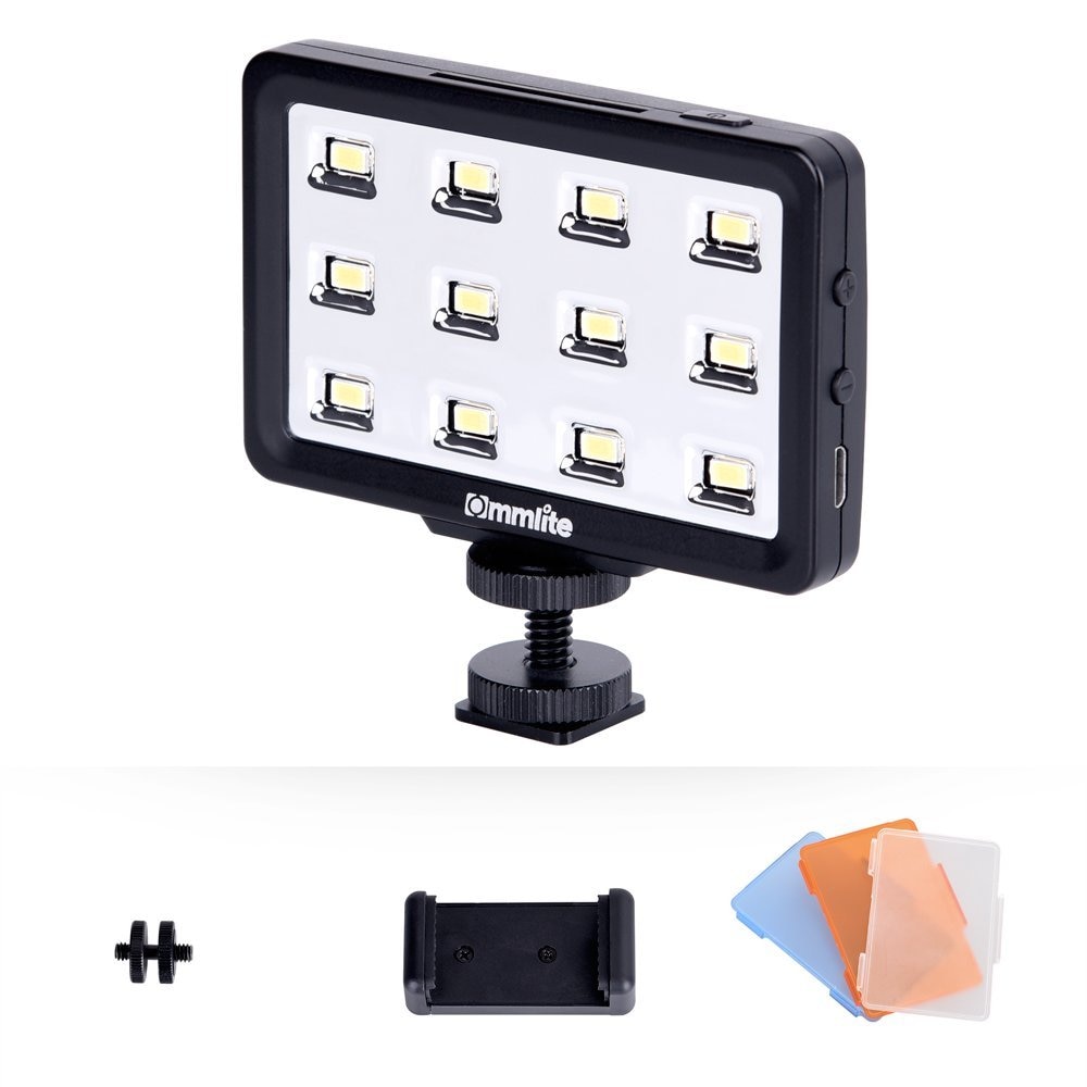 LED Video Licht Commlite CM-PL12 Hoge CRI> 95 Super heldere Draagbare multifunctionele Mini Video Licht voor Smartphone camera