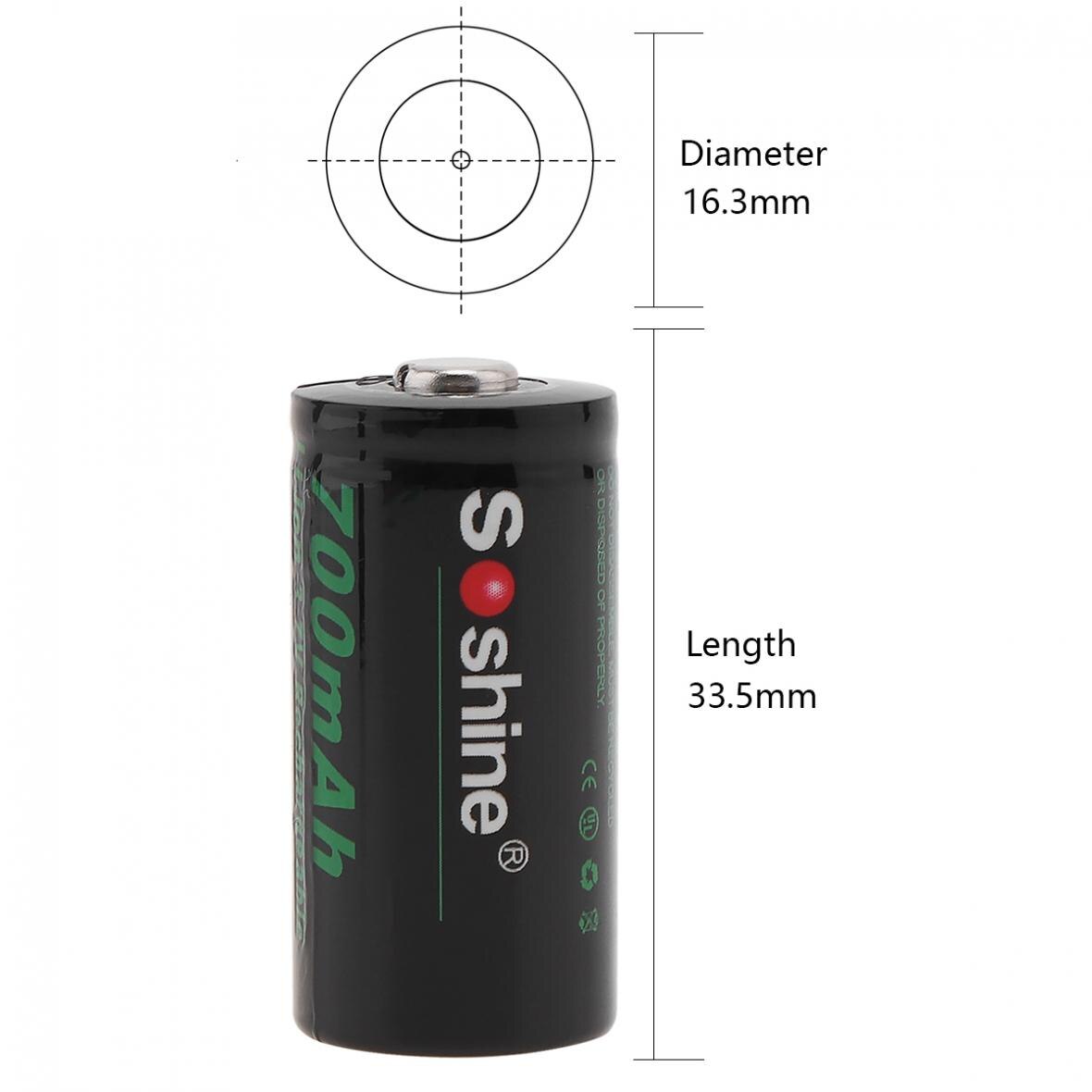 2 Stk/set Soshine 3.7V 16340 700 Mah Lithium Oplaadbare Batterij RCR123 Li-Ion Batterij + Batterij Case Opbergdoos