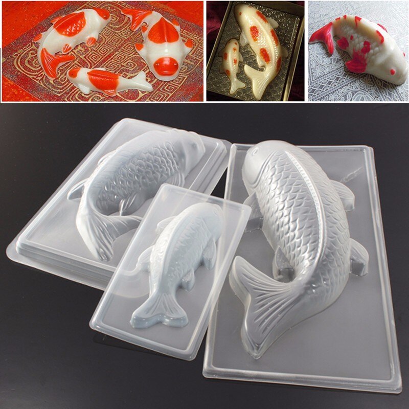 3Sizes 3D Koi Fisch Fish Carp Mold PP Muffinform Kuchenformen Silikonbackform Backform Cup Cake Mould Baking Tool Tableware